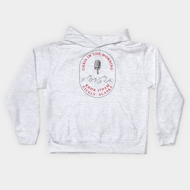 Northern Exposure Chris In the Morning KBHR Cicely Alaska Moose Light Kids Hoodie by SonnyBoyDesigns